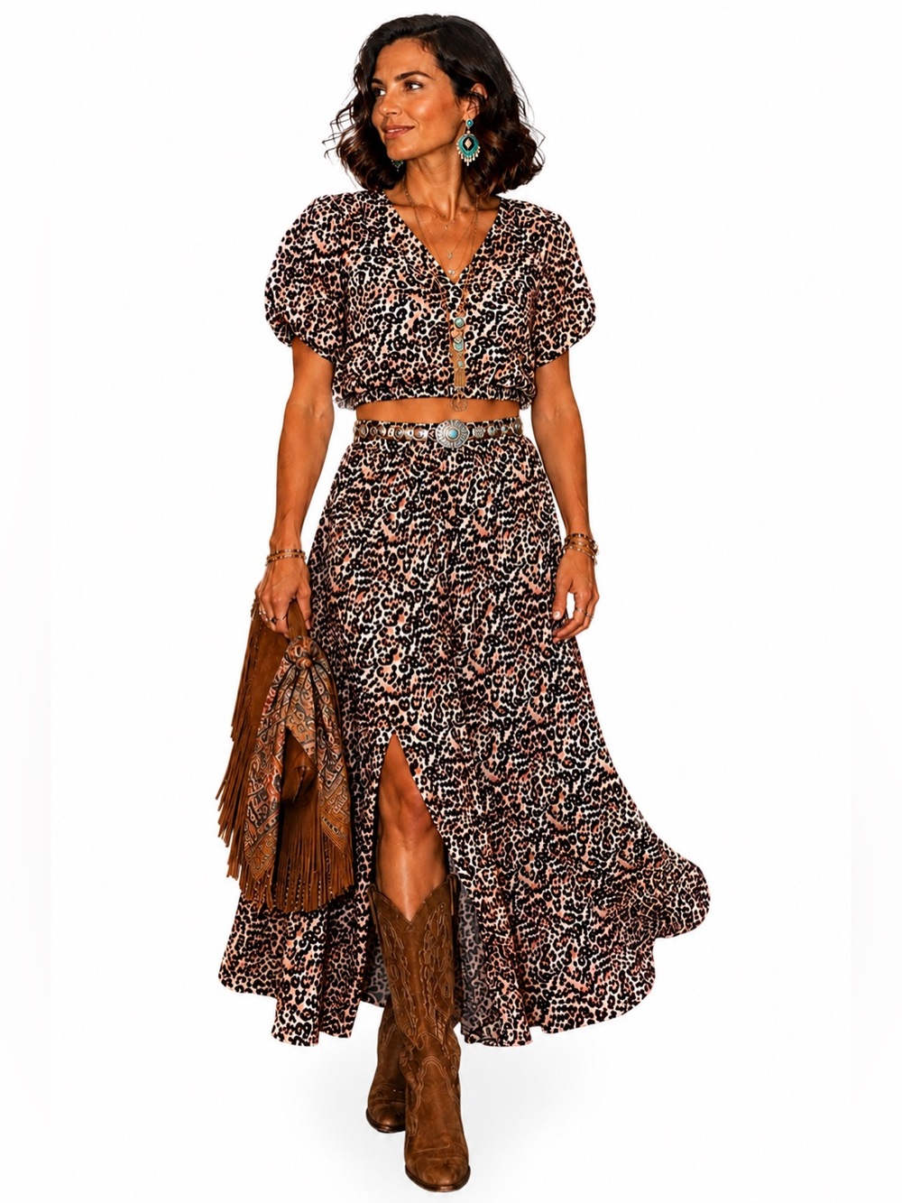 Entro Leopard-Print Two-Piece Set